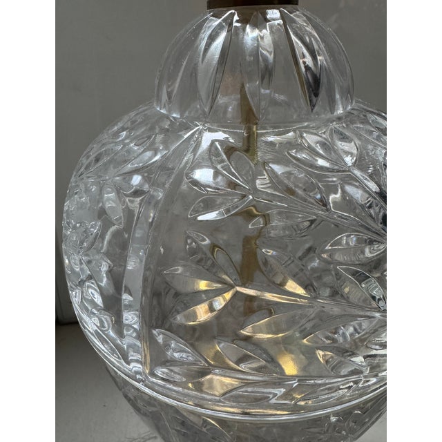 Vintage Cut Crystal & Brass Greek Key Table Lamps - a Pair For Sale In Seattle - Image 6 of 12