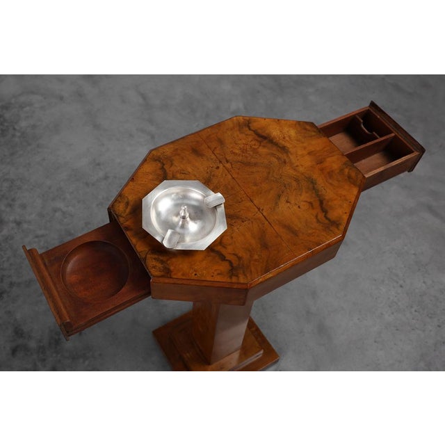 1920s Art Deco Side Table with Drawers & Integrated Ashtray, France, 1925 For Sale - Image 5 of 11