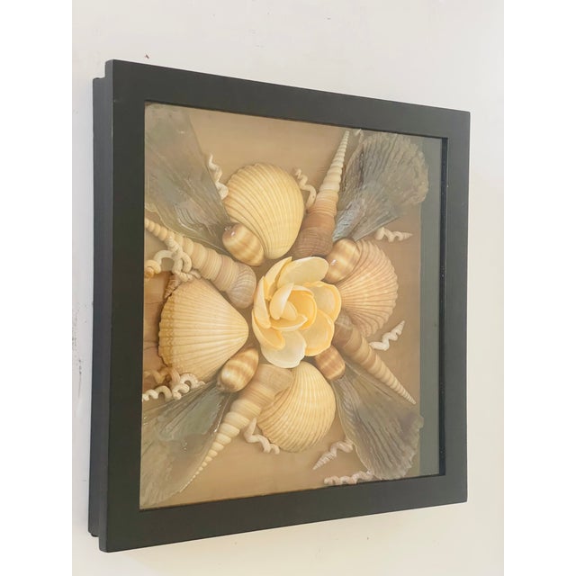 Contemporary Palm Beach Sea Shell Art Florals in Shadowbox For Sale - Image 3 of 3