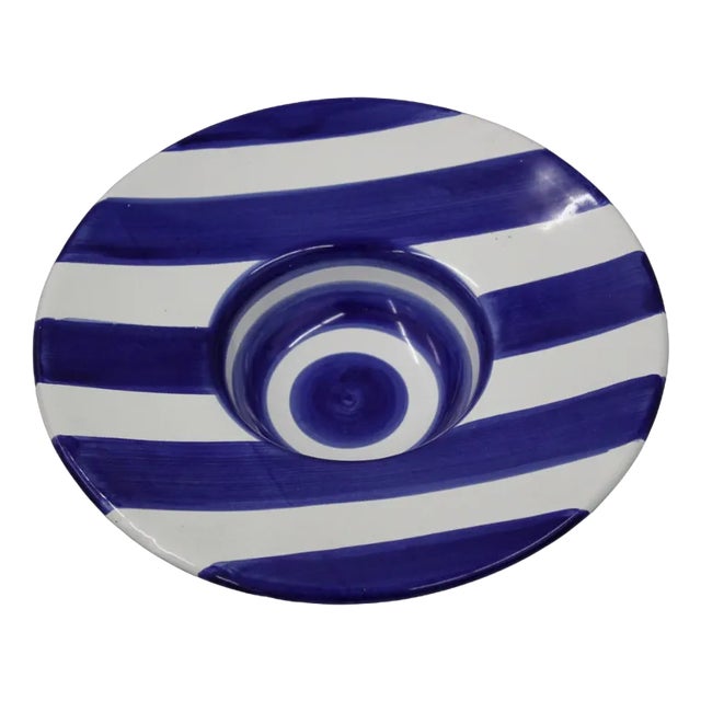 Blue and White Striped Ceramic Bowl from Solimene For Sale