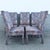 A striking set of six vintage Postmodern Parsons dining chairs by Preview, upholstered in a bold all-over paisley fabric...