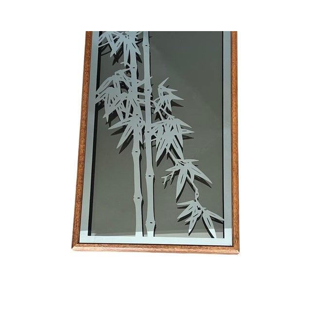 1970s Vintage Oak Frame Postmodern 1970s Bamboo Motif Wall Mirror 1980s For Sale - Image 5 of 7