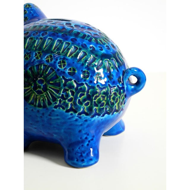 Large Rimini Blu Ceramic Pig Money Box by Aldo Londi for Bitossi Italy, 1960s For Sale - Image 17 of 18