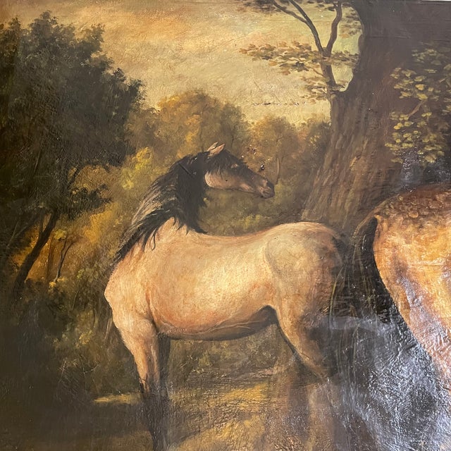 Horses in a Lake Landscape, 1800s, Oil on Canvas For Sale - Image 4 of 11
