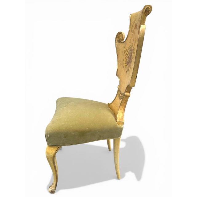 Venetian Rococo Style Painted and Gilded Side Chair For Sale - Image 11 of 15