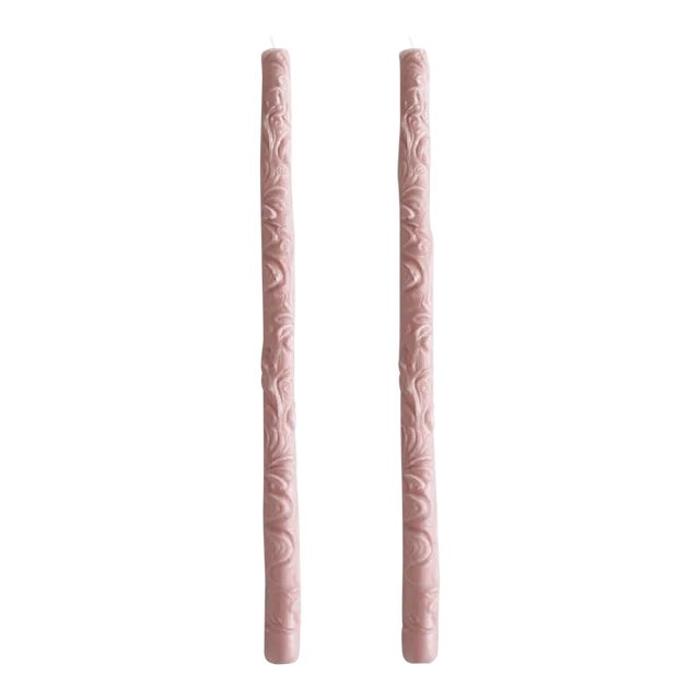 Flora Taper Beeswax Candles in Smoked Lilac - a Pair For Sale