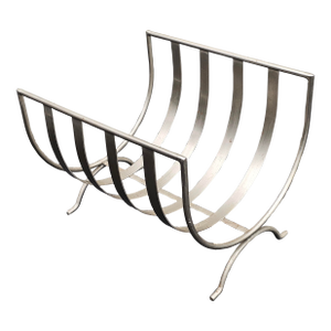 20th Century Brushed Steel Fire Place Log Rack
