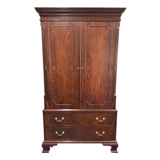 1990s Henkel Harris Flame Mahogany Chippendale Tv Armoire – Style 1246, Finish #29 For Sale
