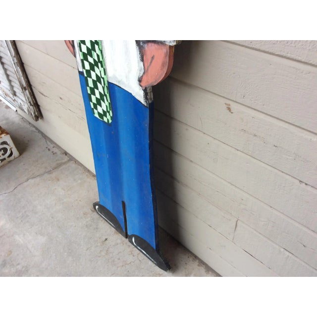 Vintage Late 20th Century French Wood Painted Two Sided Chef Sign For Sale - Image 12 of 13