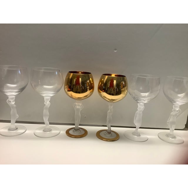 Lalique 1970s Lalique-Style Wine / Water Glasses- Set of 6 For Sale - Image 4 of 9