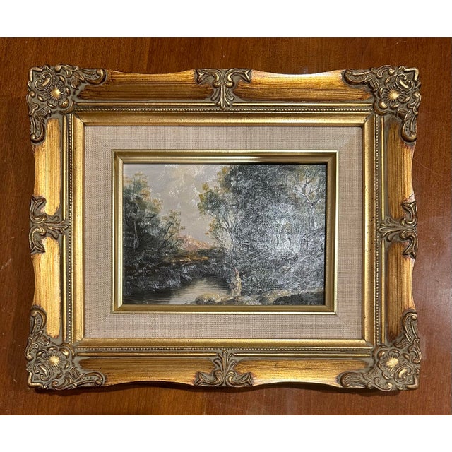 Impressionist Mid 20th Century Original Signed Impressionist Oil Landscape For Sale - Image 3 of 7