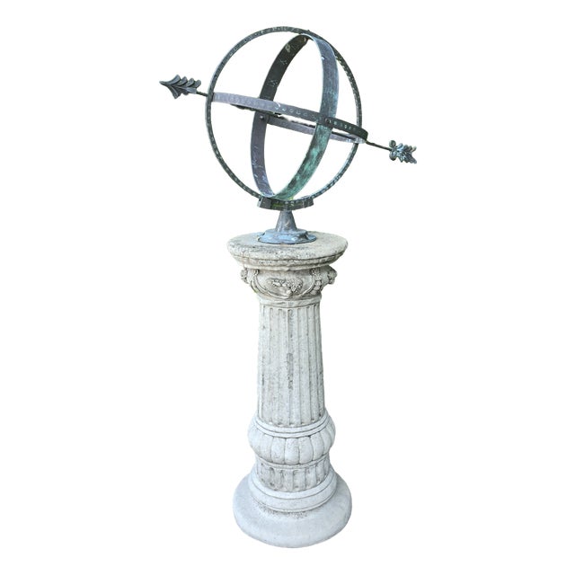 Weathered Armillary Sphere Sundial, 1930s For Sale