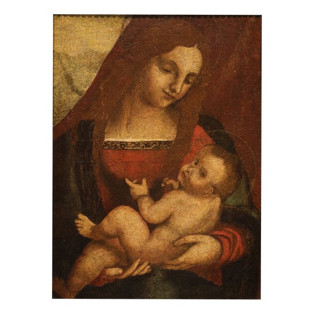 Pittore Leonardesco, Madonna and Child Leonardo-Esque, 1520, Oil on Canvas For Sale