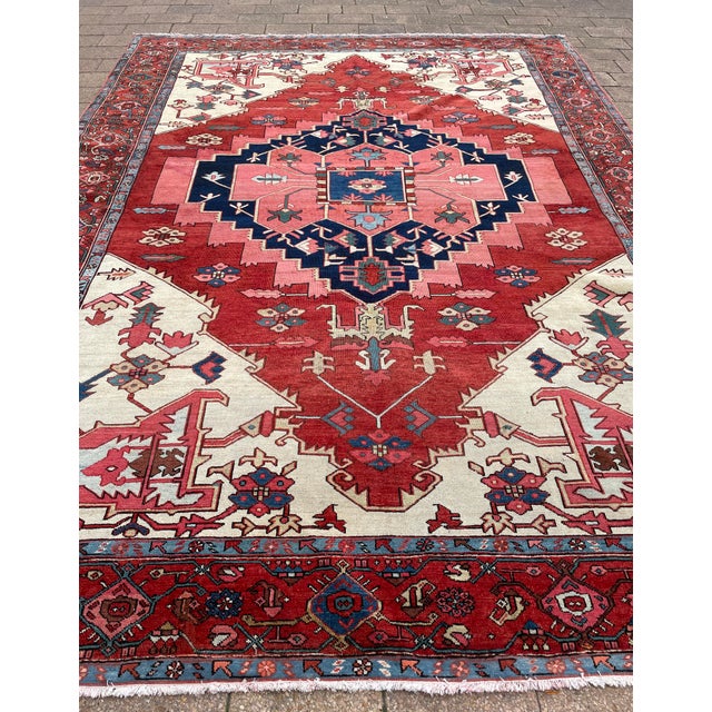 Textile Antique Persian Serapi Carpet For Sale - Image 7 of 14