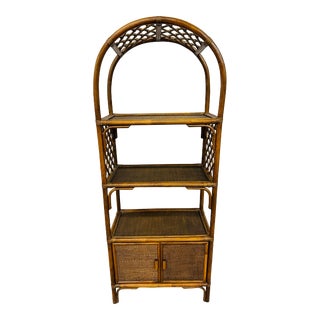 Vintage Rattan Rounded Etagere For Sale