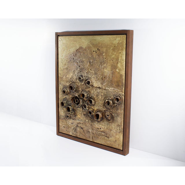 A 1968 abstract mixed media painting and collage by the artist Ann Leach. This piece features an abstract organic design...