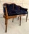 French Late 19th Century Carved Wood Louis XVI Settee With Newly Upholstered Navy Cut Velvet For Sale - Image 3 of 11
