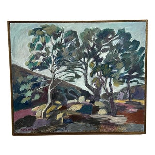 Rune Nilsson, Birches, 1950s, Oil Painting on Canvas, Framed For Sale