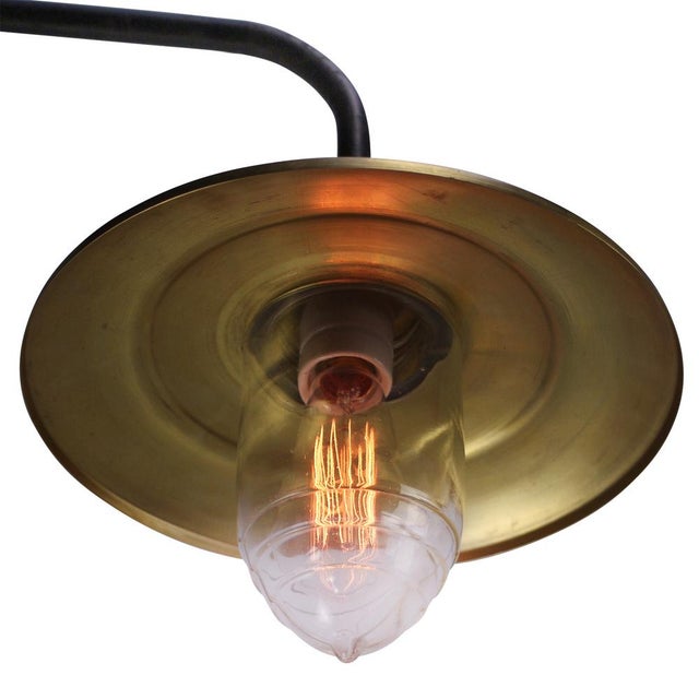 Vintage Industrial Brass and Clear Reeded Glass Wall Scone For Sale - Image 5 of 7