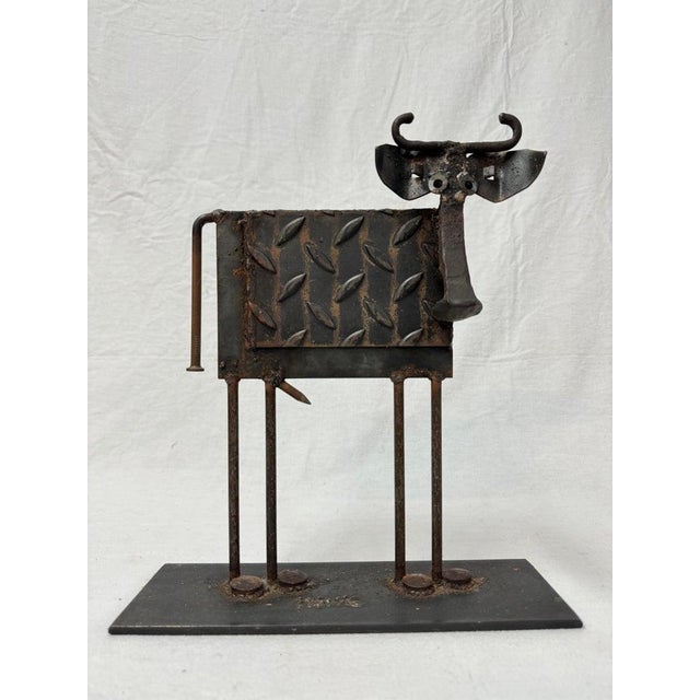 On Hold-Vintage Bill Heise Metal Bull Sculpture For Sale - Image 4 of 11