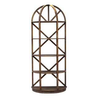 Restoration Hardware; Tall Reclaimed Wood Etagere Dome Book Case For Sale