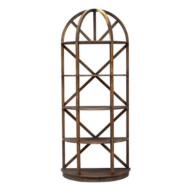 Restoration Hardware; Tall Reclaimed Wood Etagere Dome Book Case For Sale
