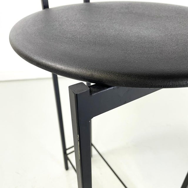 Italian Modern High Stool in Black Metal and Rubber, 1980s For Sale - Image 11 of 15