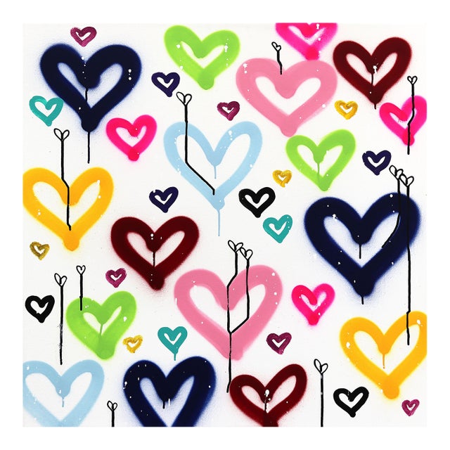 Heart Flutters - Abstract Radiant Joyful Colorful Graffiti Pop Original Artwork by Amber Goldhammer For Sale