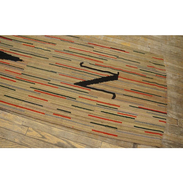 1920s Multi Geometric Folk Art Antique American Hooked Rug 2'8" X 20' Woven Wool Carpet Runner For Sale - Image 9 of 9
