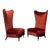 1990s Paolo Buffa Style Red Velvet Tall Back Slipper Chairs - A Pair For Sale