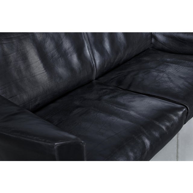 Black Vintage Black Leather Cab 415 Settee by Mario Bellini for Cassina For Sale - Image 8 of 13