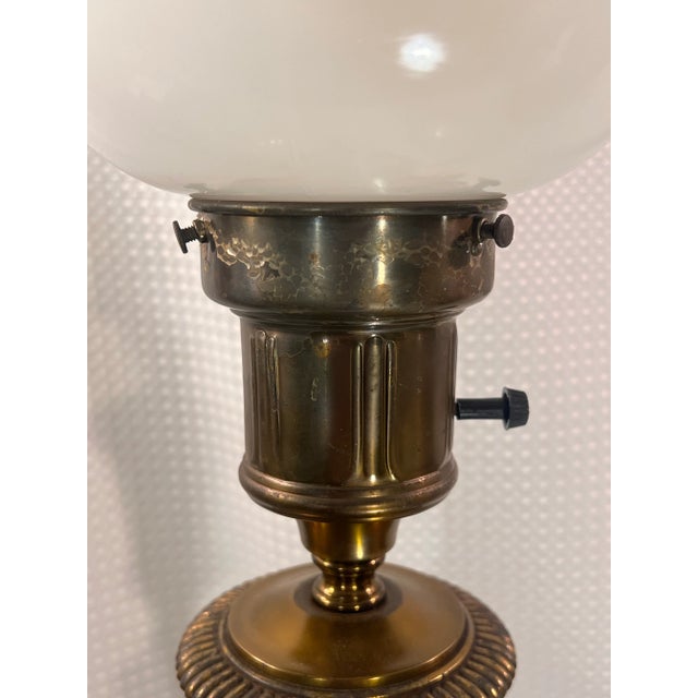 1950s Neoclassical Patinated Bronze Column Table Lamp by Crest Co For Sale - Image 9 of 12