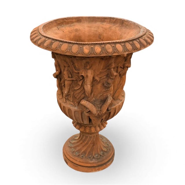 1990s Pair of Neoclassical-Style Terracotta Garden Urns For Sale In West Palm - Image 6 of 8