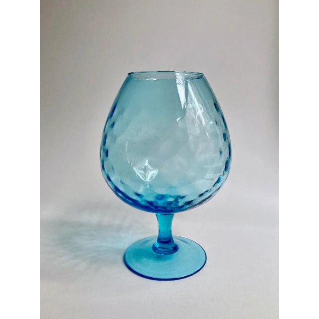 1960s Empoli Optic Aqua Art Glass Snifter Vase Chairish