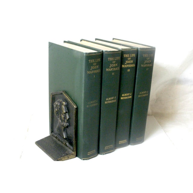 1920s Arts & Crafts Abraham Lincoln Bookends Antique Cast Iron - A Pair For Sale - Image 10 of 16