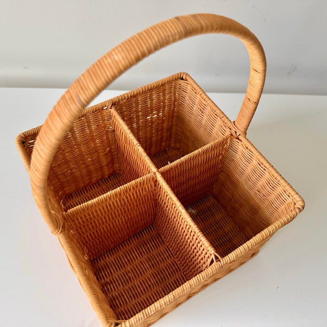 Brown 1970s Wicker Utensil Caddy For Sale - Image 8 of 9