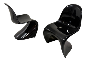 Early Edition Black Panton Chairs by Verner Panton for Herman Miller, 1960s, Set of 2