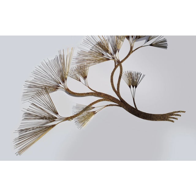 67" Wide Wire Cypress Tree Wall Sculpture Attributed to Curtis Jere For Sale - Image 4 of 12