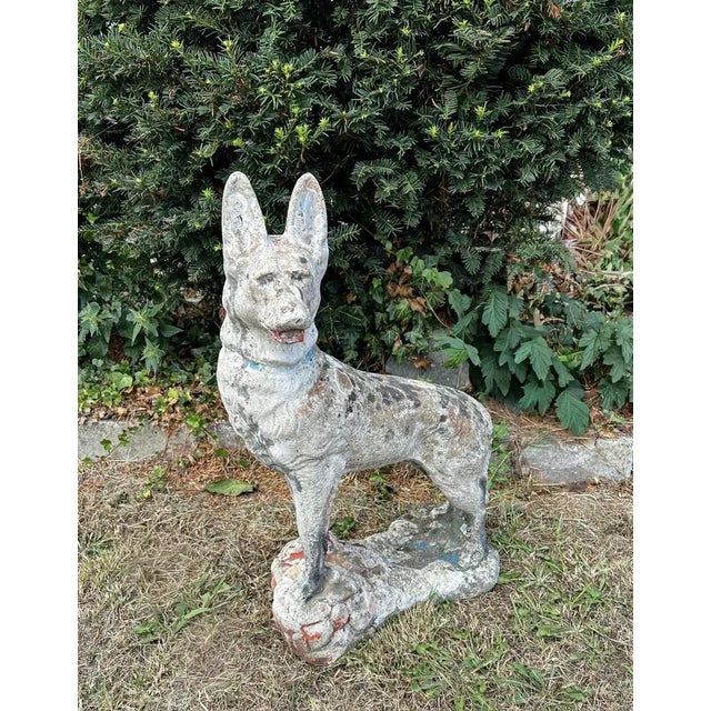 Mid-Century Modern Concrete Stone Shepard Garden Dog Ornament Sculpture, 1950s For Sale - Image 3 of 11