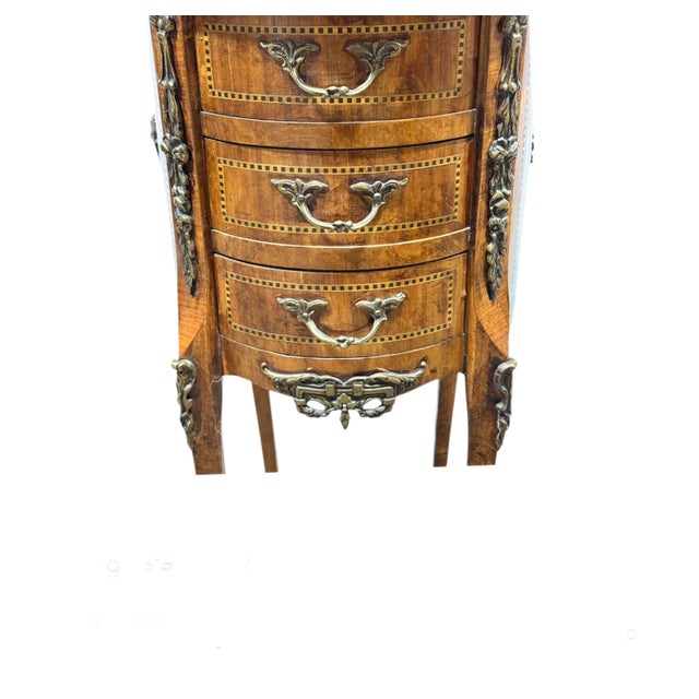 1940s Pair of French Louis XV Style Inlaid Round Nightstands With Gallery For Sale In Chicago - Image 6 of 17