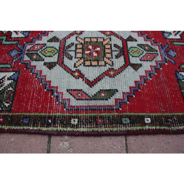 1960s Turkish Vintage Hand Knotted Doormat Rug For Sale - Image 10 of 13