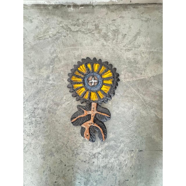 Ceramic Flower Wall Sculpture by Elisabeth Vandeweghe for Perignem, 1960s For Sale - Image 4 of 12