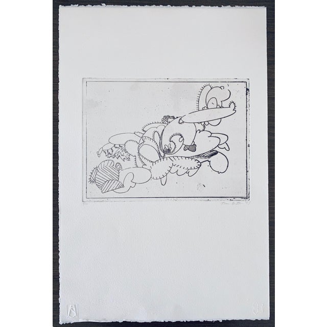 tom Butter, American Artist Contemporary Etching Tom Butter Cartoon Cactus Desert Landscape, 1997 For Sale