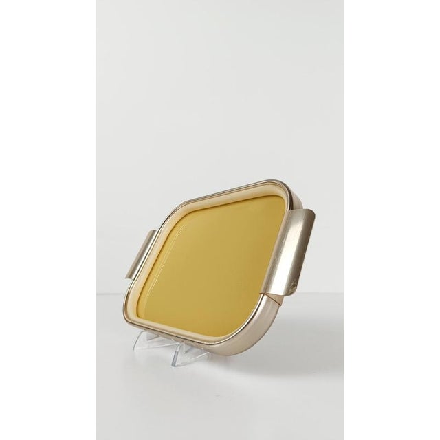 Mid 20th Century Italian Tray in Gilt Aluminum and Butter Yellow Glass, 1960s For Sale - Image 14 of 18