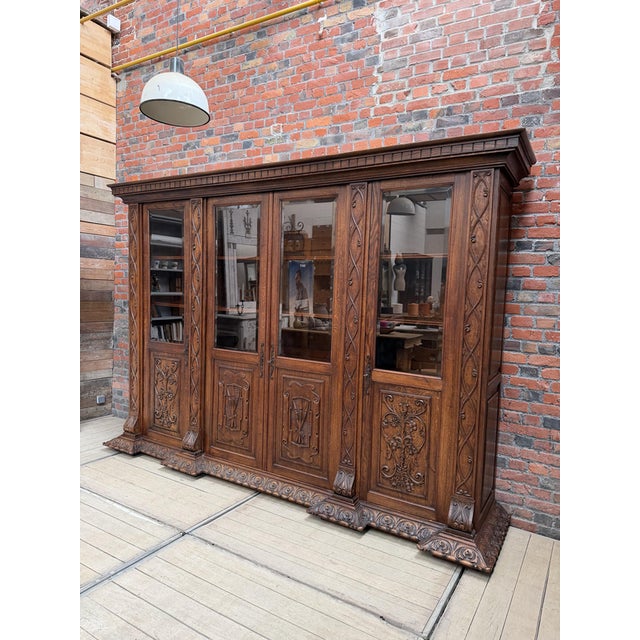 Large Oak Pharmacy Display Case For Sale - Image 3 of 18