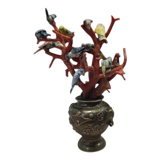 Antique Sculpture with Cockatoos, 1890 For Sale