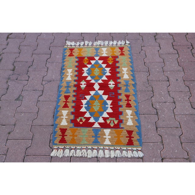 1980s Southwestern Blue Handmade Kilim For Sale - Image 11 of 11