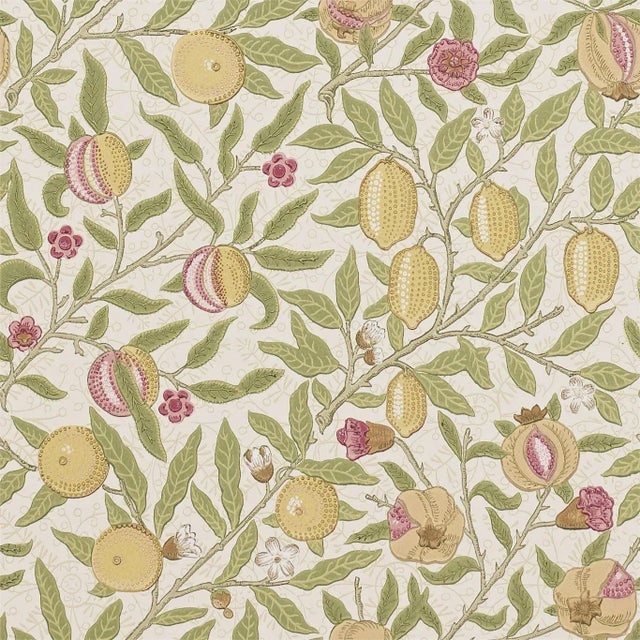 Morris & Co Fruit Wallpaper in Limestone/Artichoke - a Sample For Sale