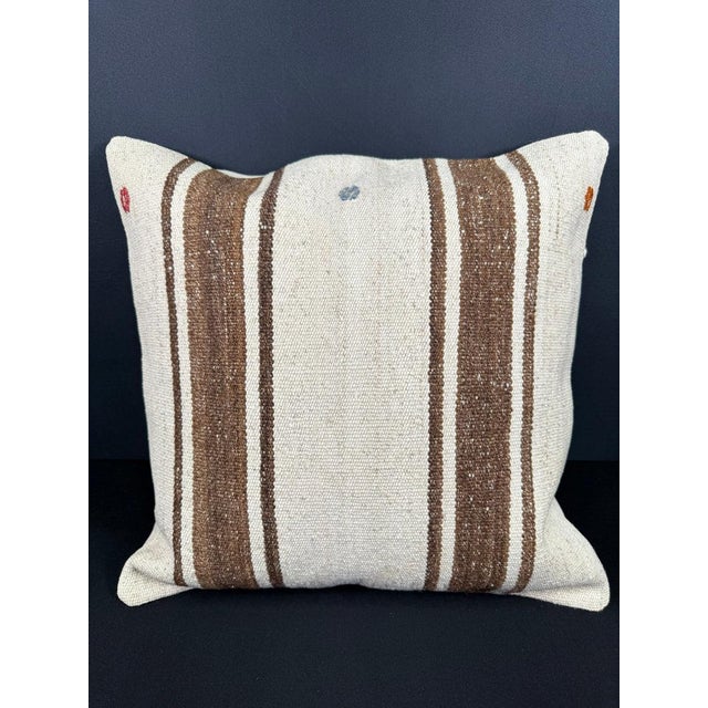 Turkish Hemp Pillow Cushion Natural Beige Brown Cushion Cover 20x20 For Sale - Image 4 of 4