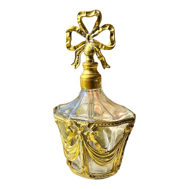 Vintage 1950’s Ormolu and Glass Perfume Bottle For Sale